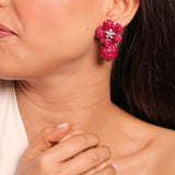 Red Floral Bauble Earrings