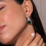 Diamante Emerald Green Hoop Earrings