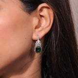 Diamante Emerald Green Hoop Earrings