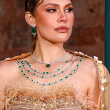 Triple Line Emerald Diamante Necklace