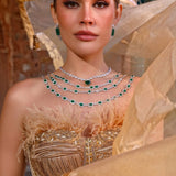 Triple Line Emerald Diamante Necklace
