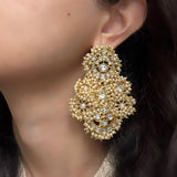 Mesh Polki Statement Earrings
