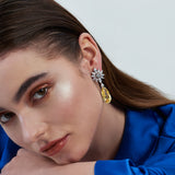 Tiffany Flower Diamanté Drop Earrings + Criss Cross Solitaire Ring