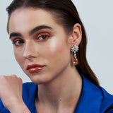 Tiffany Flower Diamanté Drop Earrings + Criss Cross Solitaire Ring