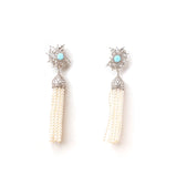 Majestic Diamante Light Blue Floral Dangler Earrings