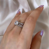 Tiffany Flower Diamanté Drop Earrings + Criss Cross Solitaire Ring