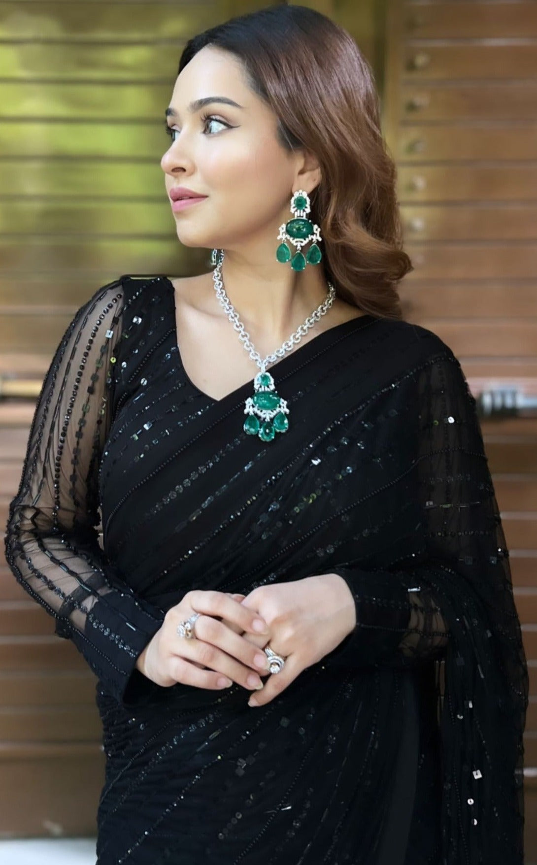 Necklace Earrings For Black Saree Esha Koul Jewellery Set For