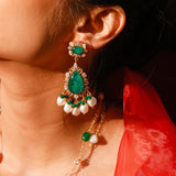 Wahida Emerald Green Doublet Necklace With Baroque Pearls And Strawberry Quartz