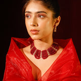 Chandni Girdhar In Scarlet Vintage Hydro Moissanite Polki Set