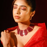 Chandni Girdhar In Scarlet Vintage Hydro Moissanite Polki Set