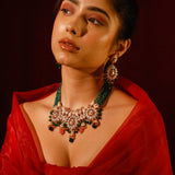 Meenakari Moissanite Polki Set With Onyx And Coral Drops