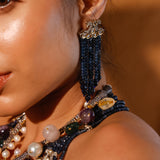 Blue Onyx Moissanite Polki Rani Haar Set