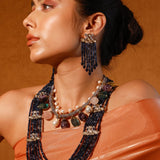 Blue Onyx Moissanite Polki Rani Haar Set