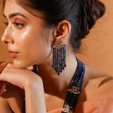 Blue Onyx Moissanite Polki Rani Haar Set