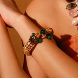 Lion Moissanite Polki Kada With Green Onyx Stones