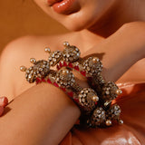 Maharani red Meena dome Moissanite Polki Pacheli Kada