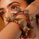 Maharani red Meena dome Moissanite Polki Pacheli Kada
