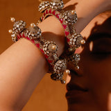 Maharani red Meena dome Moissanite Polki Pacheli Kada