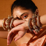 Maharani red Meena dome Moissanite Polki Pacheli Kada