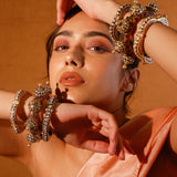 Maharani red Meena dome Moissanite Polki Pacheli Kada