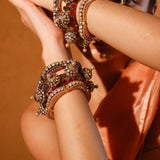 Maharani red Meena dome Moissanite Polki Pacheli Kada