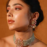 Bloom Pink And Green Quartz Choker Set