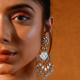 Moissanite Polki Pastel Blue Meena Chandbali