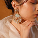 Moissanite Polki Pastel Blue Meena Chandbali