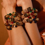 Lion Moissanite Polki Kada With Green Onyx Stones