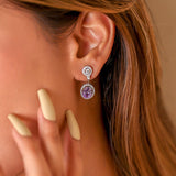 Halo diamanté & semi precious stone earrings - Zevar King