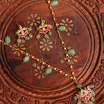 Afreen Chain Pendant Set (Red) - Zevar King
