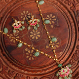 Afreen Chain Pendant Set (Red) - Zevar King