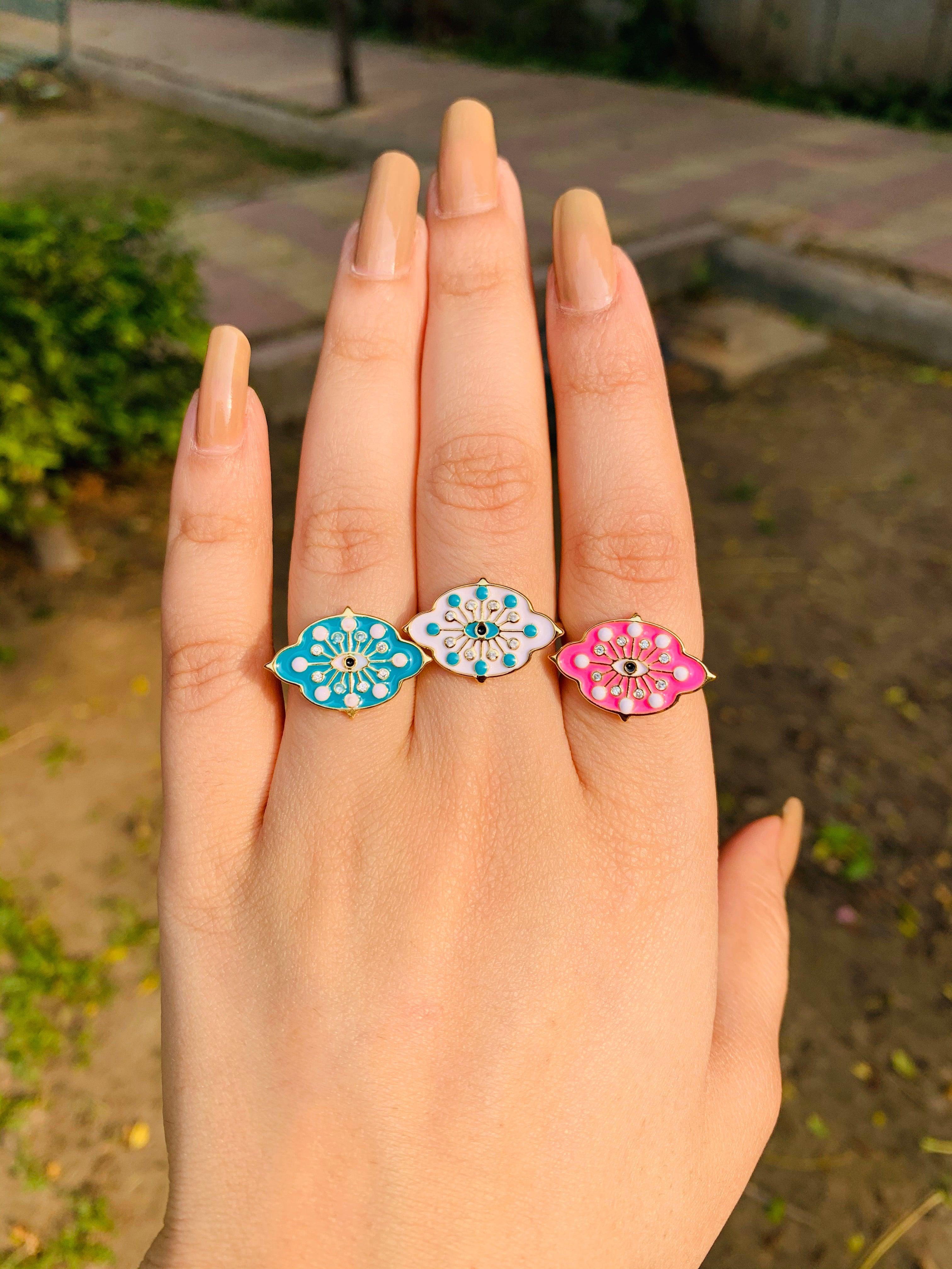 Pop Eye Enamel Rings - Zevar King