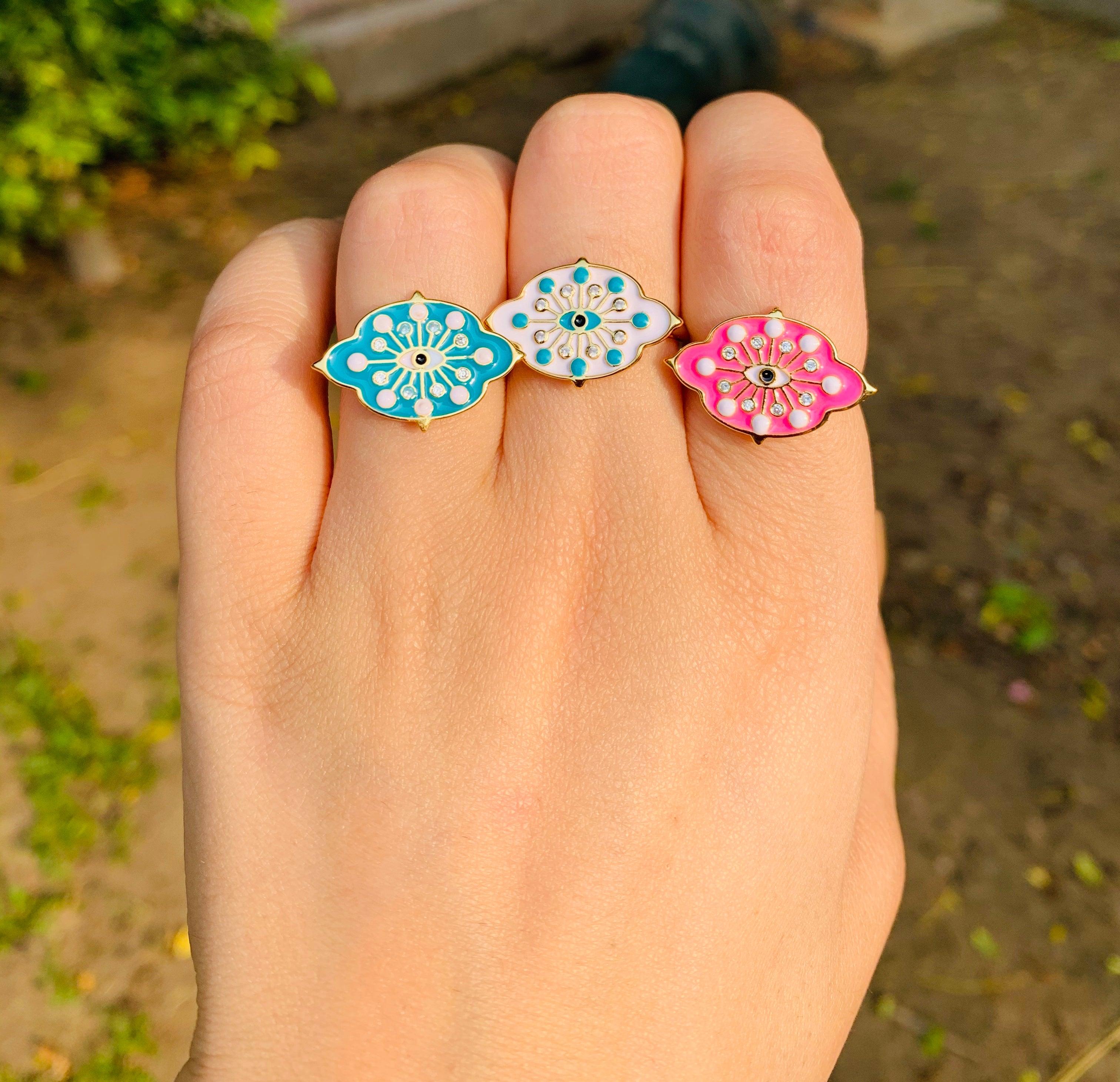 Pop Eye Enamel Rings - Zevar King