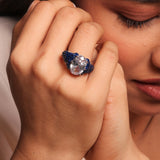 Diamante Majestic Invisible Setting Sapphire Blue Ring