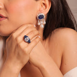 Diamante Majestic Invisible Setting Sapphire Blue Ring