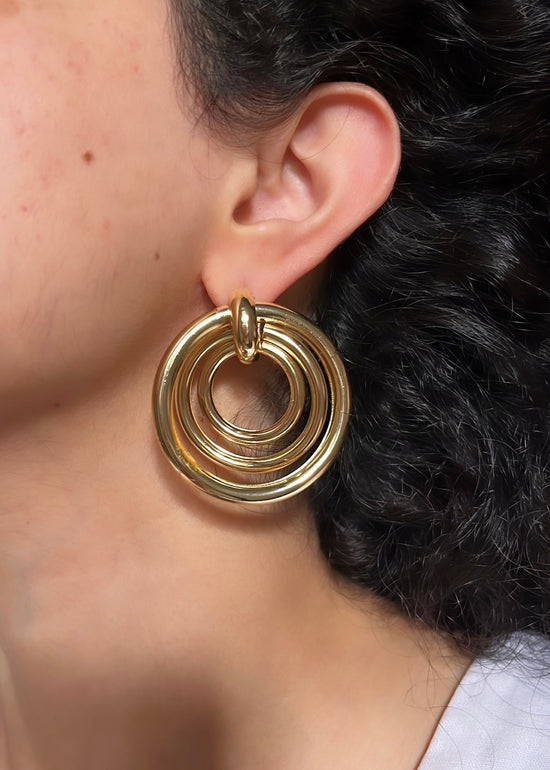 Cheryl Overlapping Circle Layered Gold Hoops