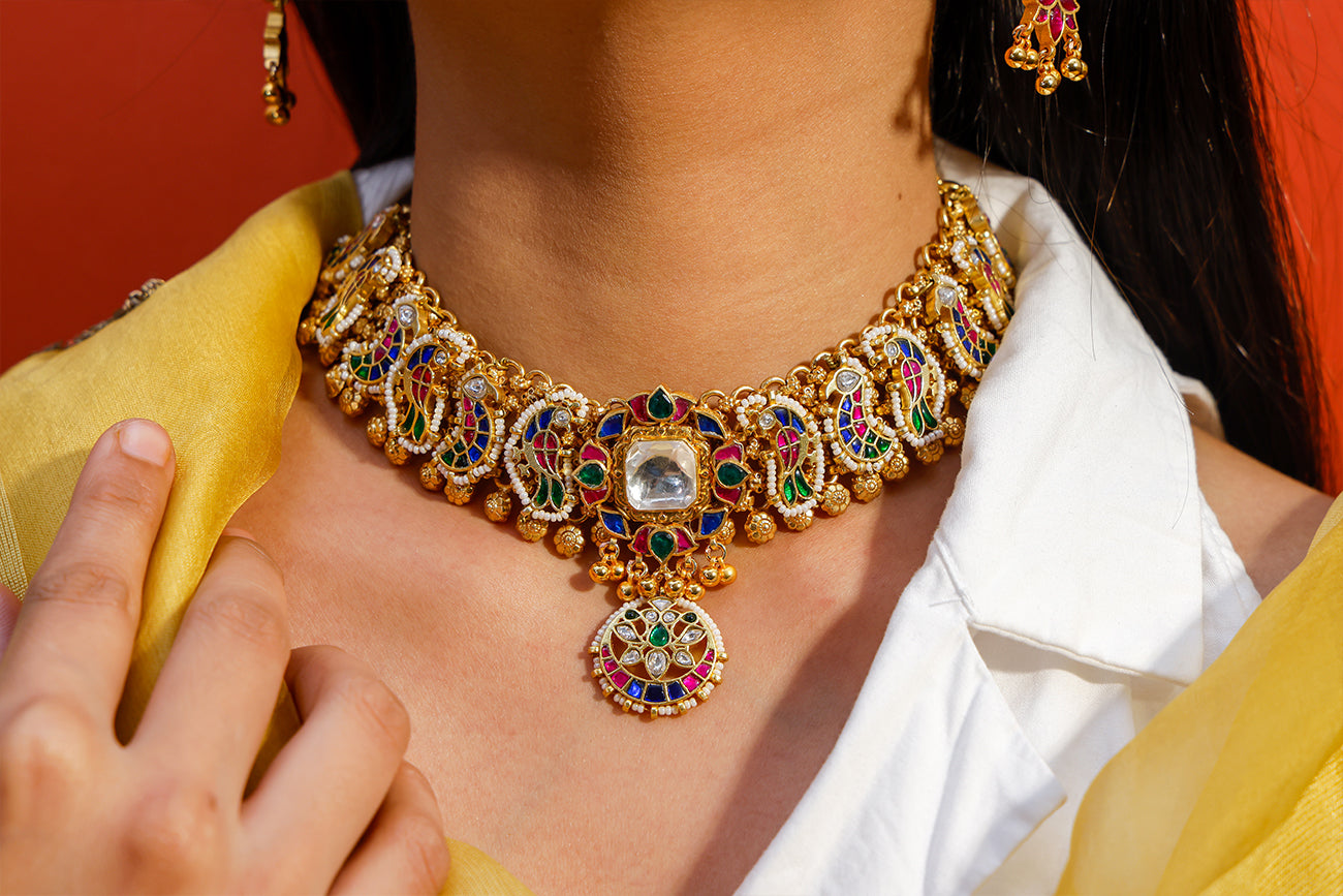 Zarina Multicolour Necklace Choker Set