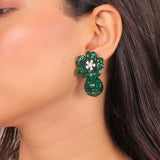 Green Floret Drop Earrings