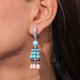 Antique Blue Bead Jhumka Earrings