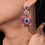 Diamante Multi Colour Long Earrings