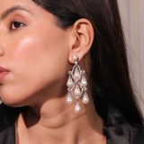 Diamante Pearl Drop Dangler Earrings