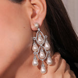 Diamante Pearl Drop Dangler Earrings