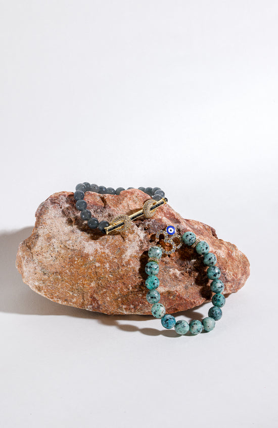 Turquoise Beads Om Rakhi