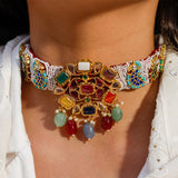 Mehtab Navratan Multicolour Necklace Choker Set