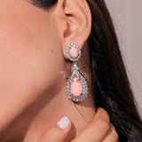 Diamante Light Pink Drop Long Earrings