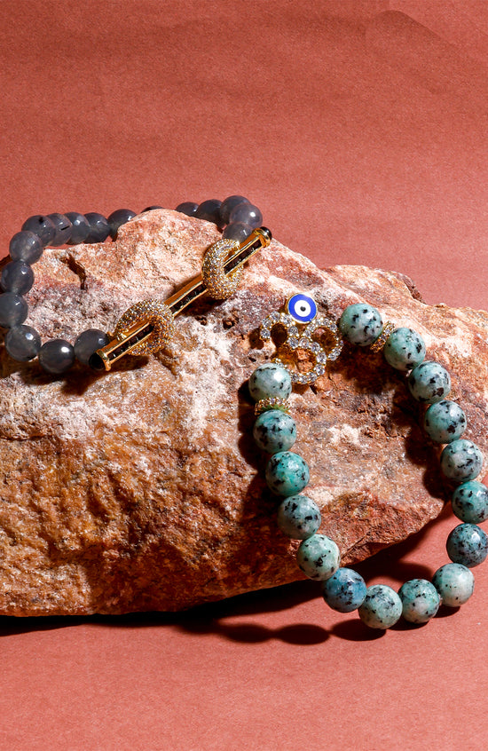 Load image into Gallery viewer, Turquoise Beads Om Rakhi
