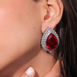 Diamante Ruby Red Drop Earrings