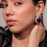 Diamante Ruby Red Drop Earrings