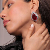 Diamante Ruby Red Drop Earrings